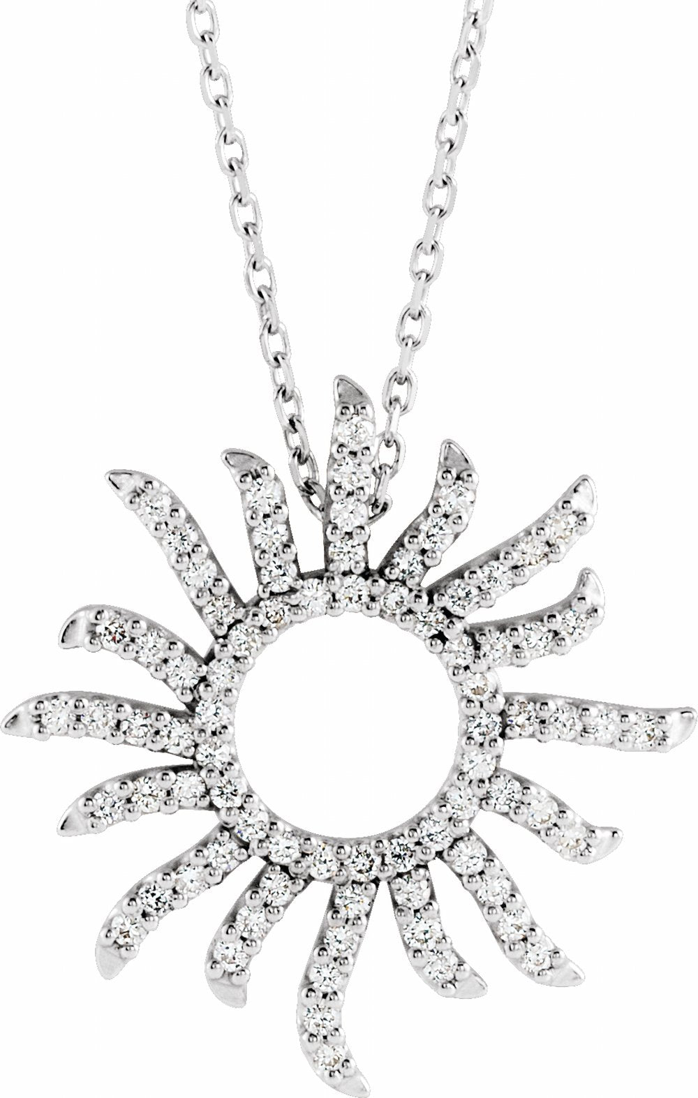 14K White 1/3 CTW Natural Diamond Sun 16" Necklace