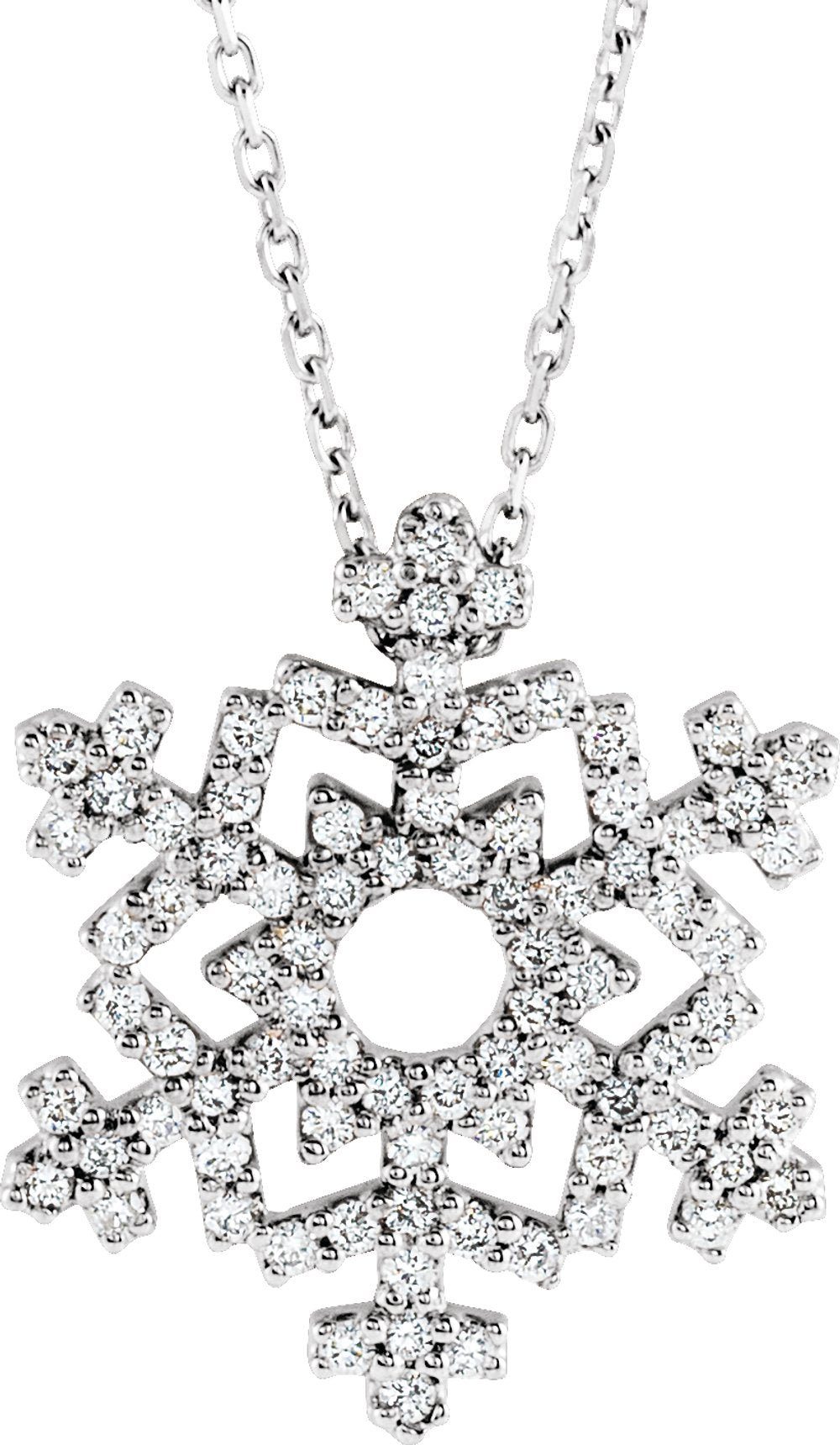 14K White Gold 1/3 CTW Natural Diamond Snowflake 16" Necklace