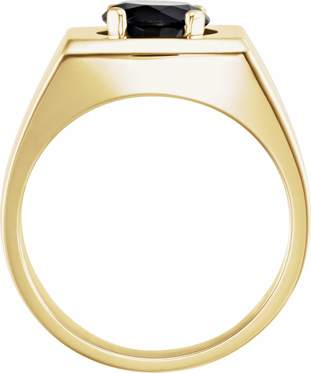 14K Yellow Gold Natural Black Onyx Ring