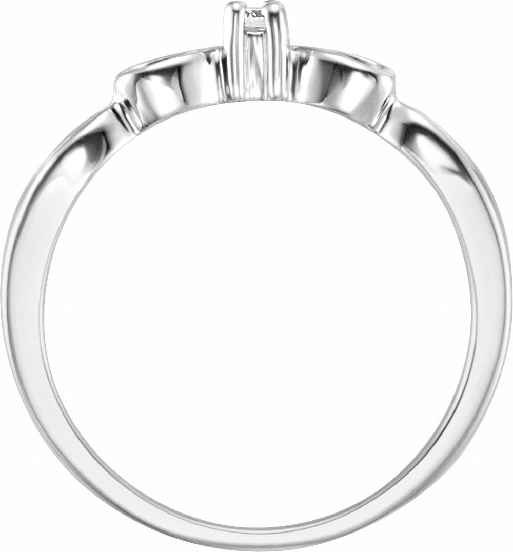 14K White Gold .03 CT Youth Natural Diamond Heart Ring