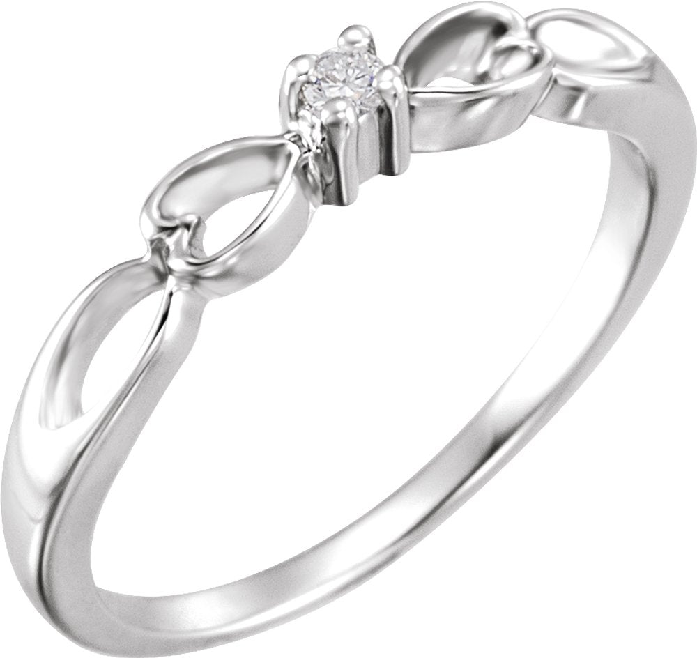 14K White Gold .03 CT Youth Natural Diamond Heart Ring