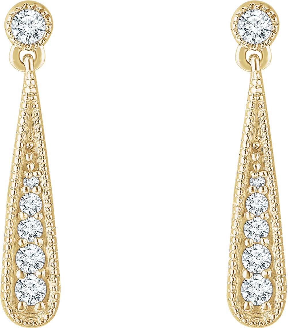 14K Yellow Gold 1/6 CTW Natural Diamond Teardrop Earrings