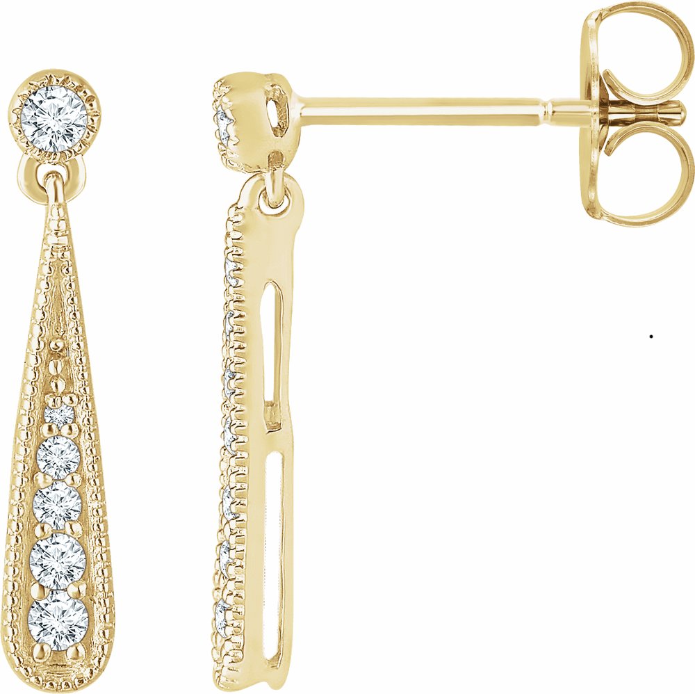14K Yellow Gold 1/6 CTW Natural Diamond Teardrop Earrings