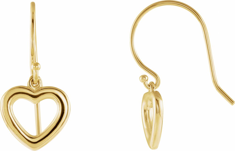 14K Yellow Gold Heart Earrings