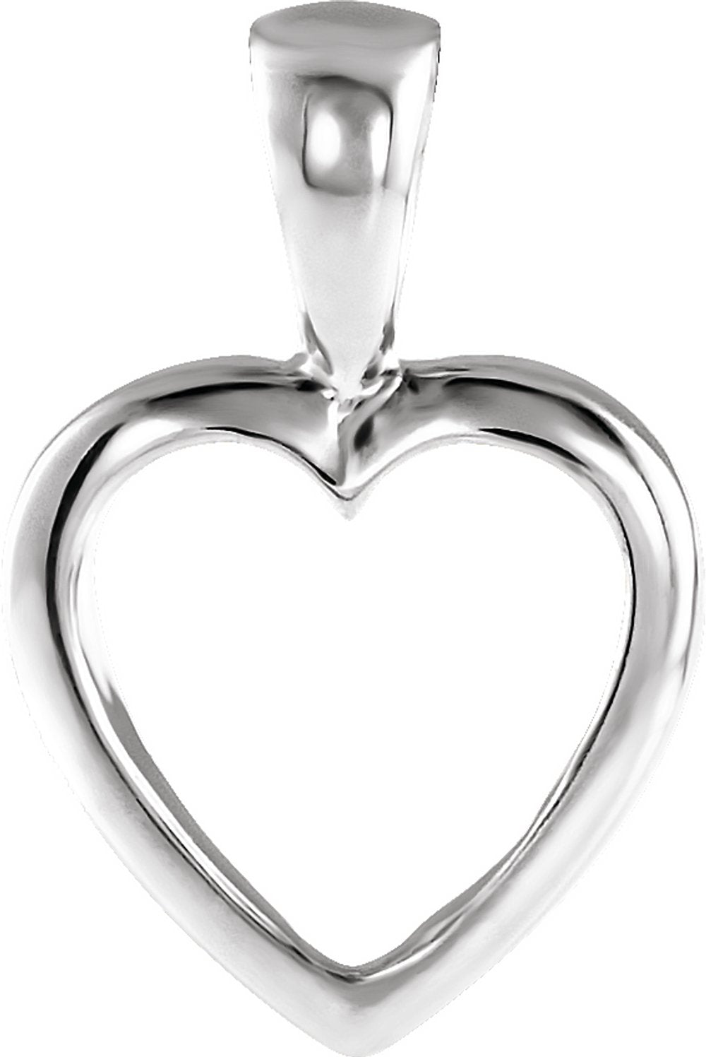 10K White Gold 15x10 mm Open Heart Pendant