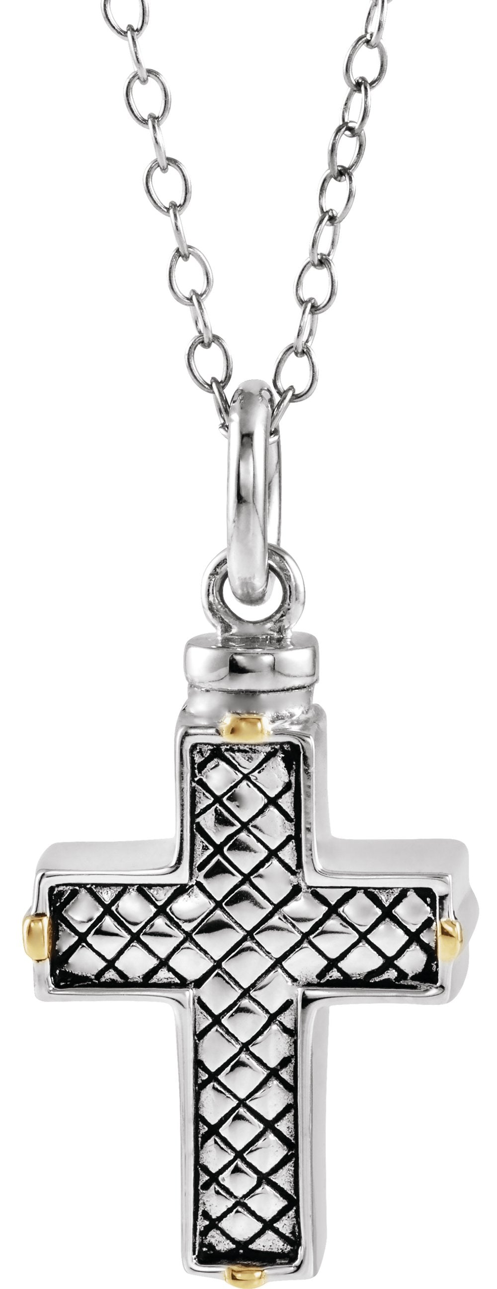 Sterling Silver Woven Cross Ash Holder 18" Necklace