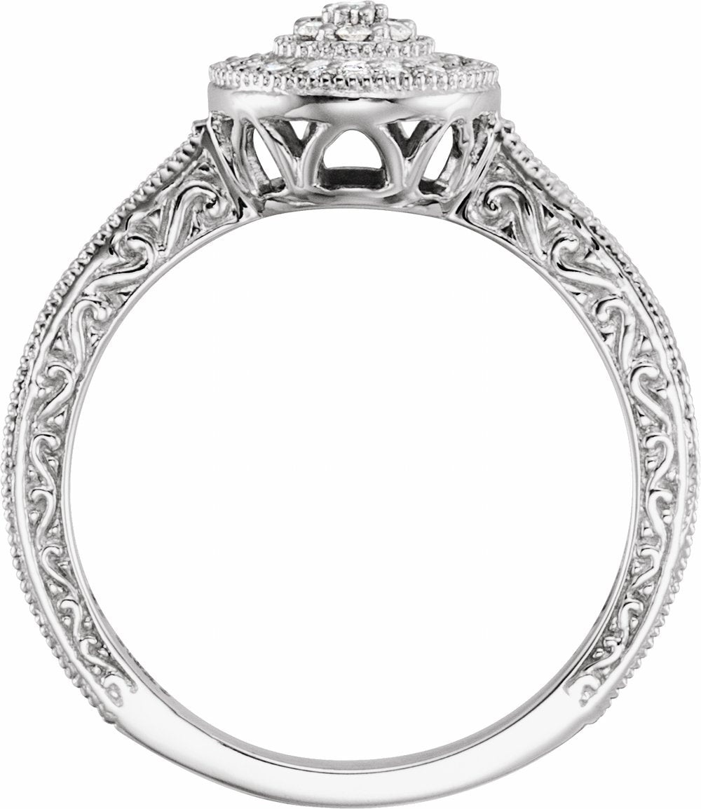 10K White 1/6 CTW Natural Diamond Ring