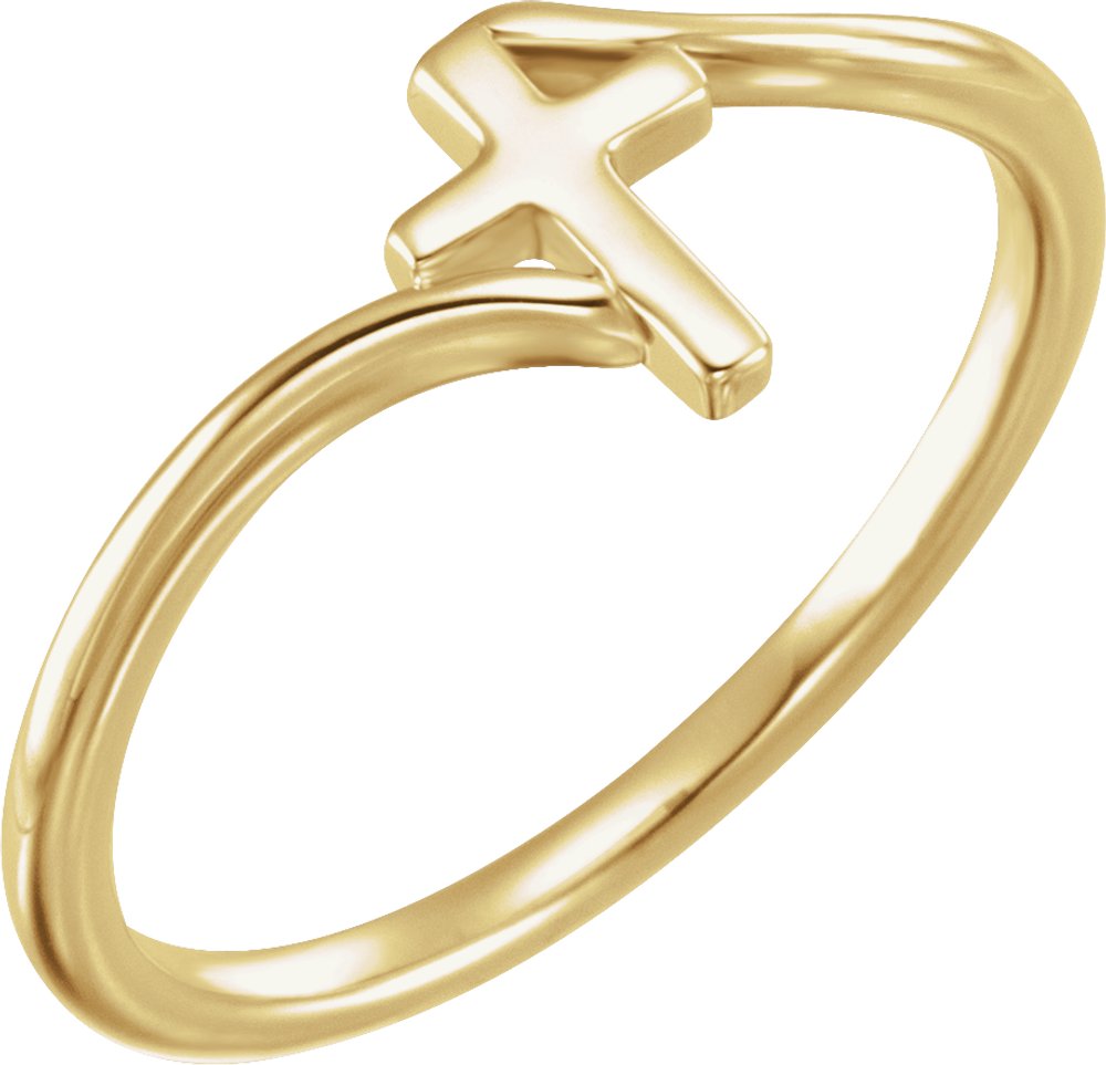 14K Yellow Cross Bypass Ring