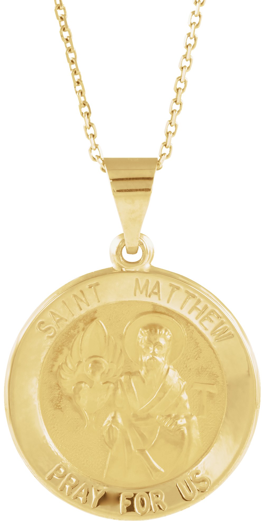 14K Yellow 18 mm Round Hollow St. Matthew Medal