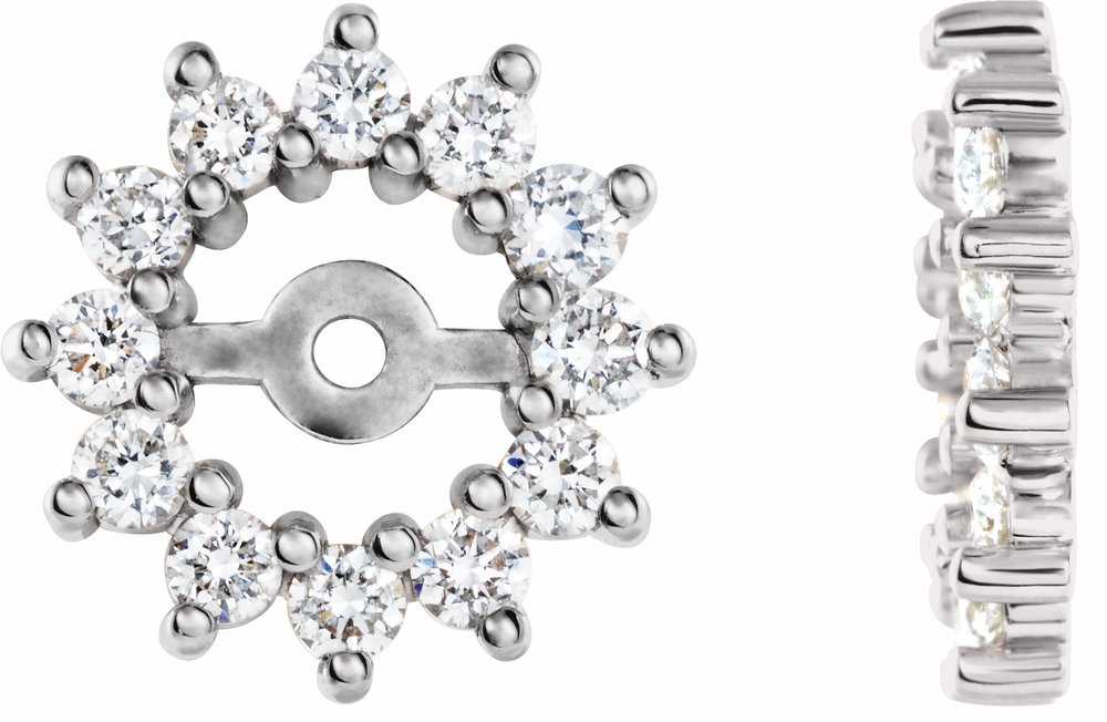 14K White Gold 3/8 CTW Diamond Earring Jackets with 4.2mm ID