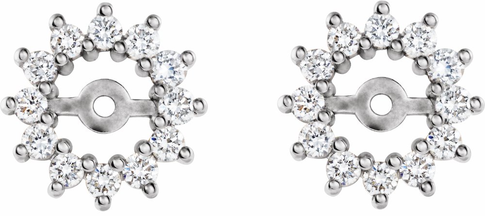 14K White Gold 3/8 CTW Diamond Earring Jackets with 4.2mm ID