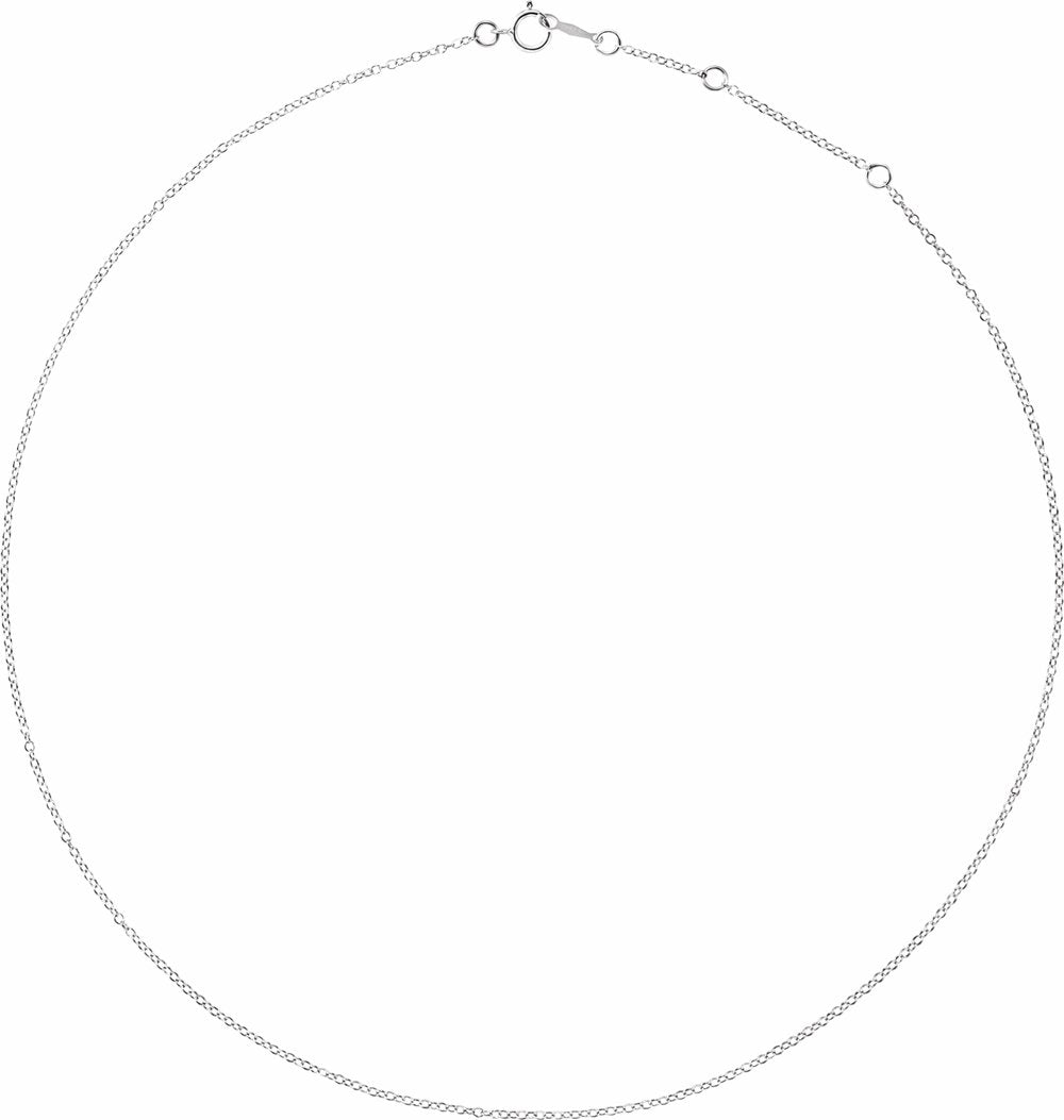 18K White Gold 1.3 mm Adjustable Cable 16-18" Chain