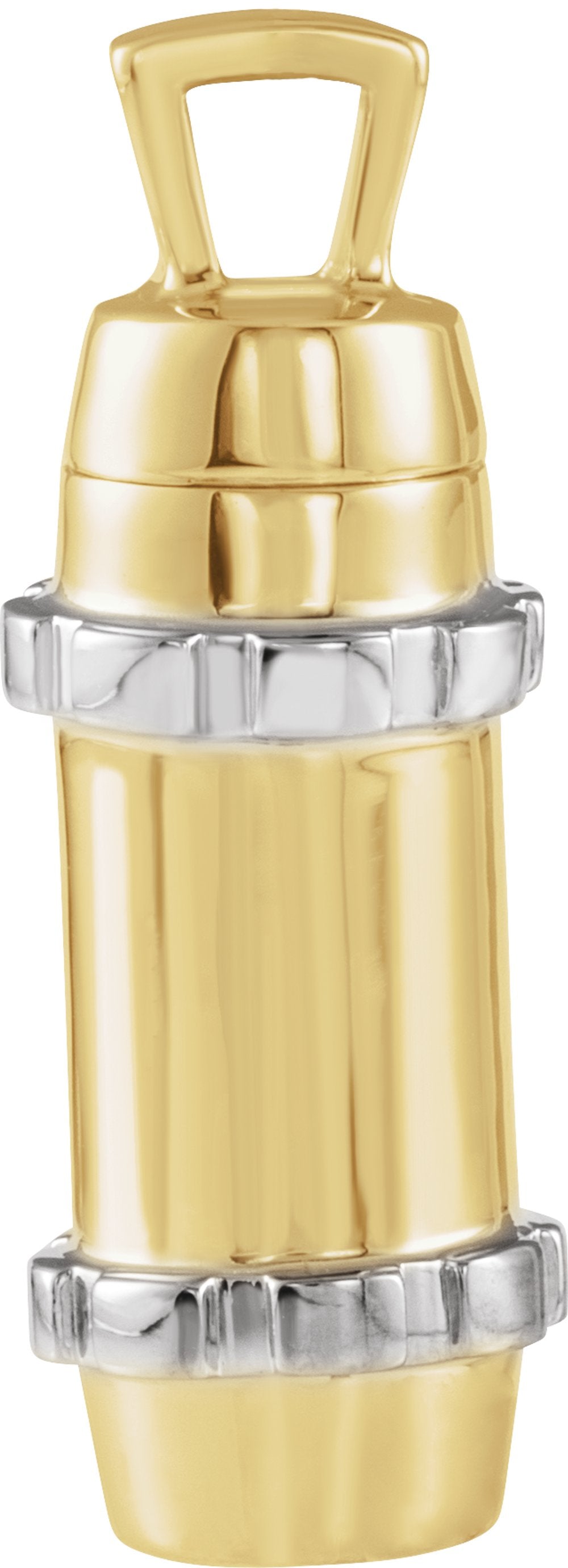 14K Yellow/White 30.2x10.7 mm Cylinder Ash Holder Pendant