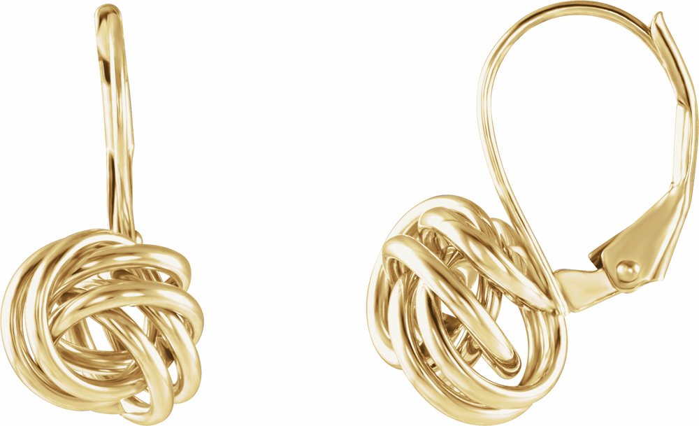14K Yellow Lever Back Knot Earrings