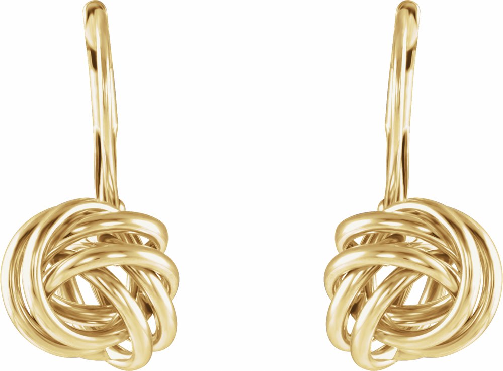 14K Yellow Lever Back Knot Earrings