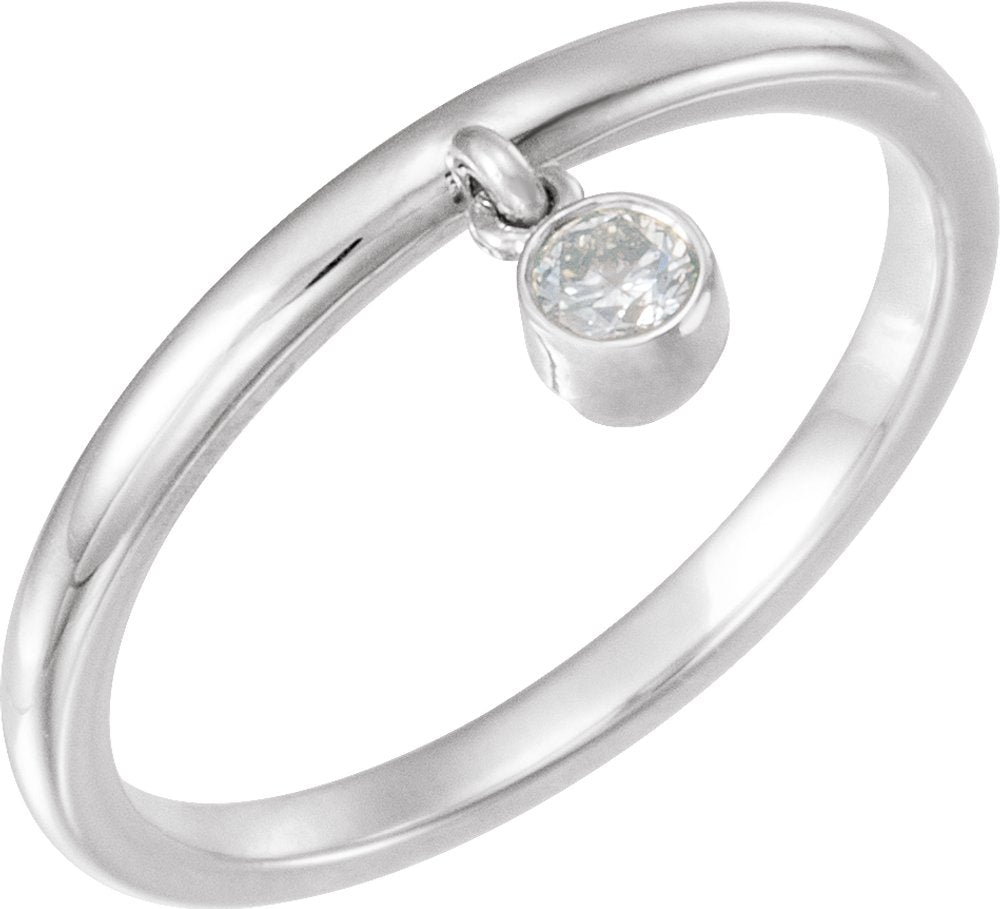14K White Gold 1/10 CT Natural Diamond Fringe Ring