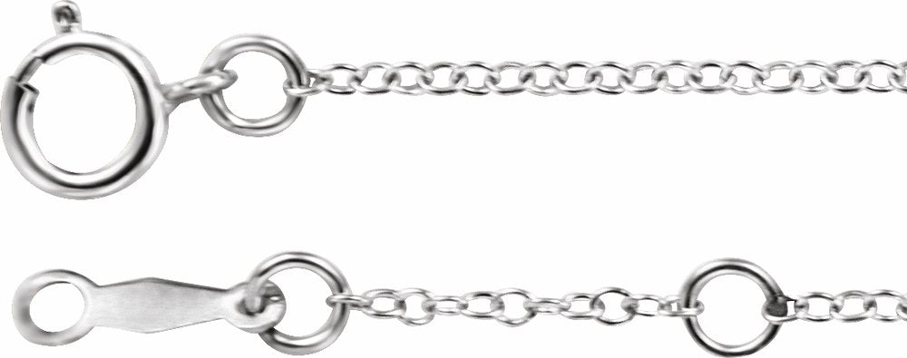 18K White 1.3 mm Adjustable Cable 16-18" Chain