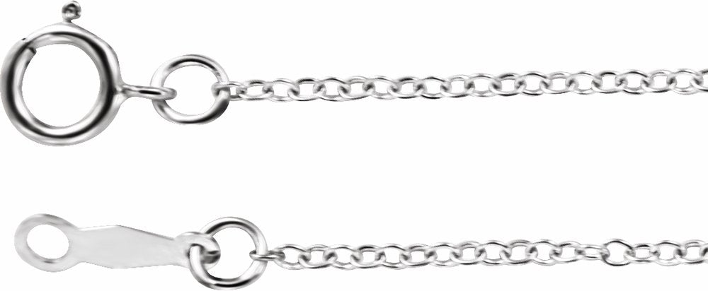 18K White 1.3 mm Cable 18" Chain
