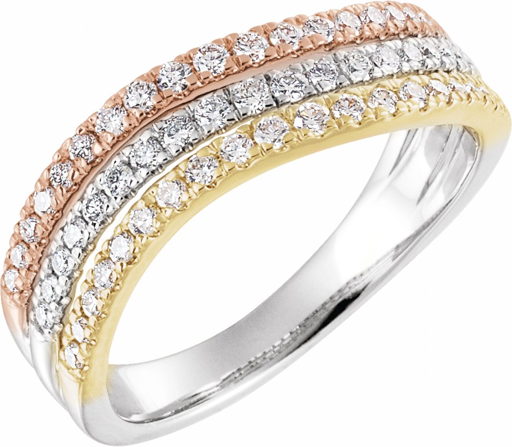 14K White/Yellow/Rose 1/2 CTW Natural Diamond Stacked Ring