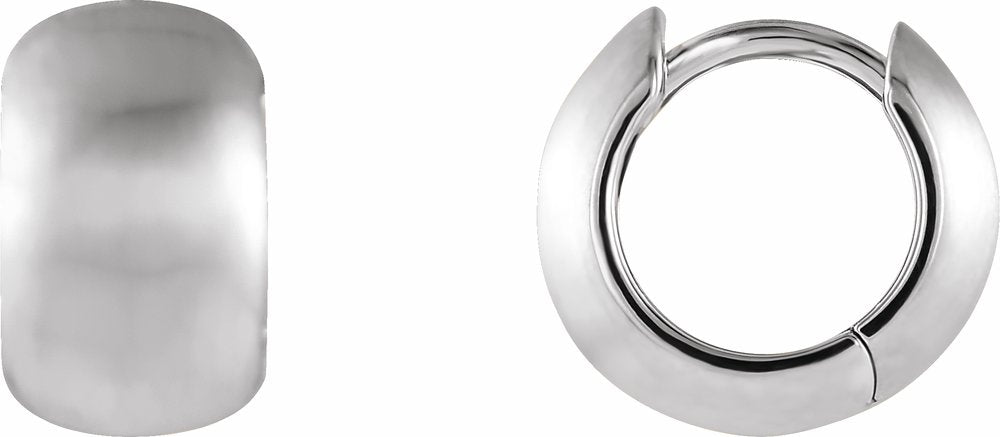14K White Gold 11.5 mm Hinged Hoop Earrings