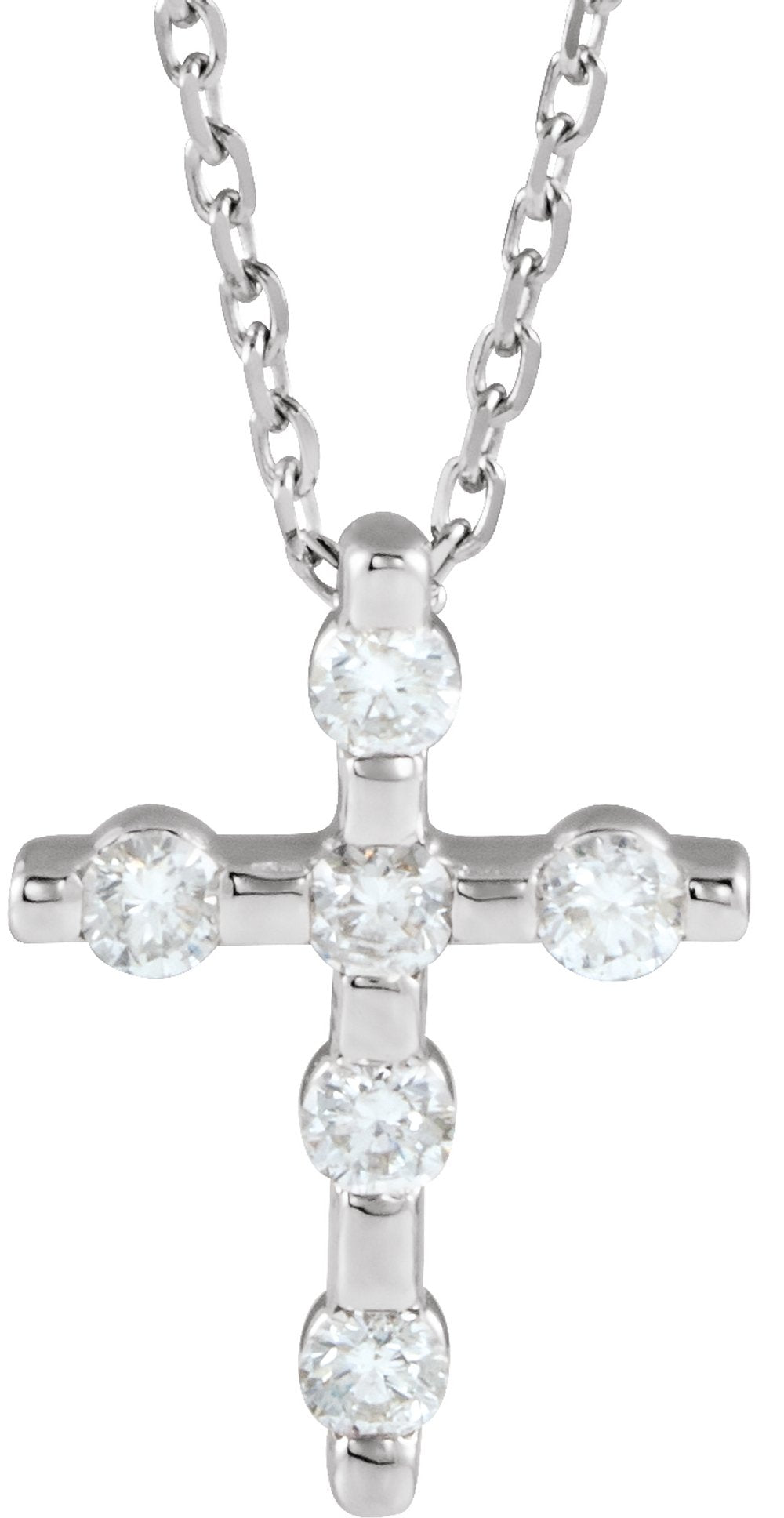 Sterling Silver 1/5 CTW Natural Diamond Cross 16-18" Necklace