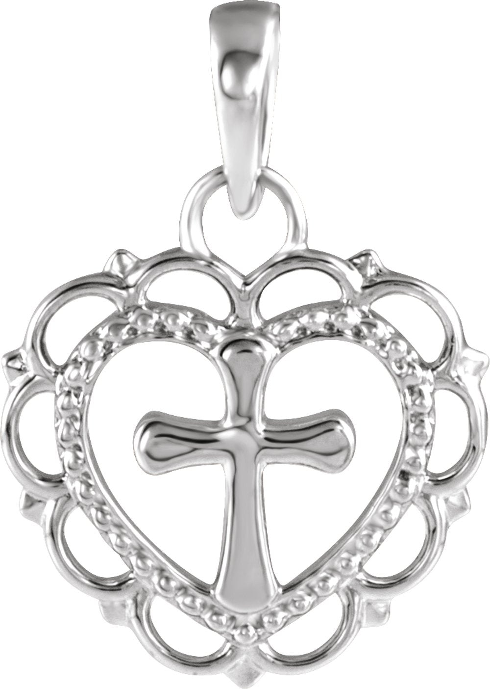 Sterling Silver Youth Heart with Cross Pendant