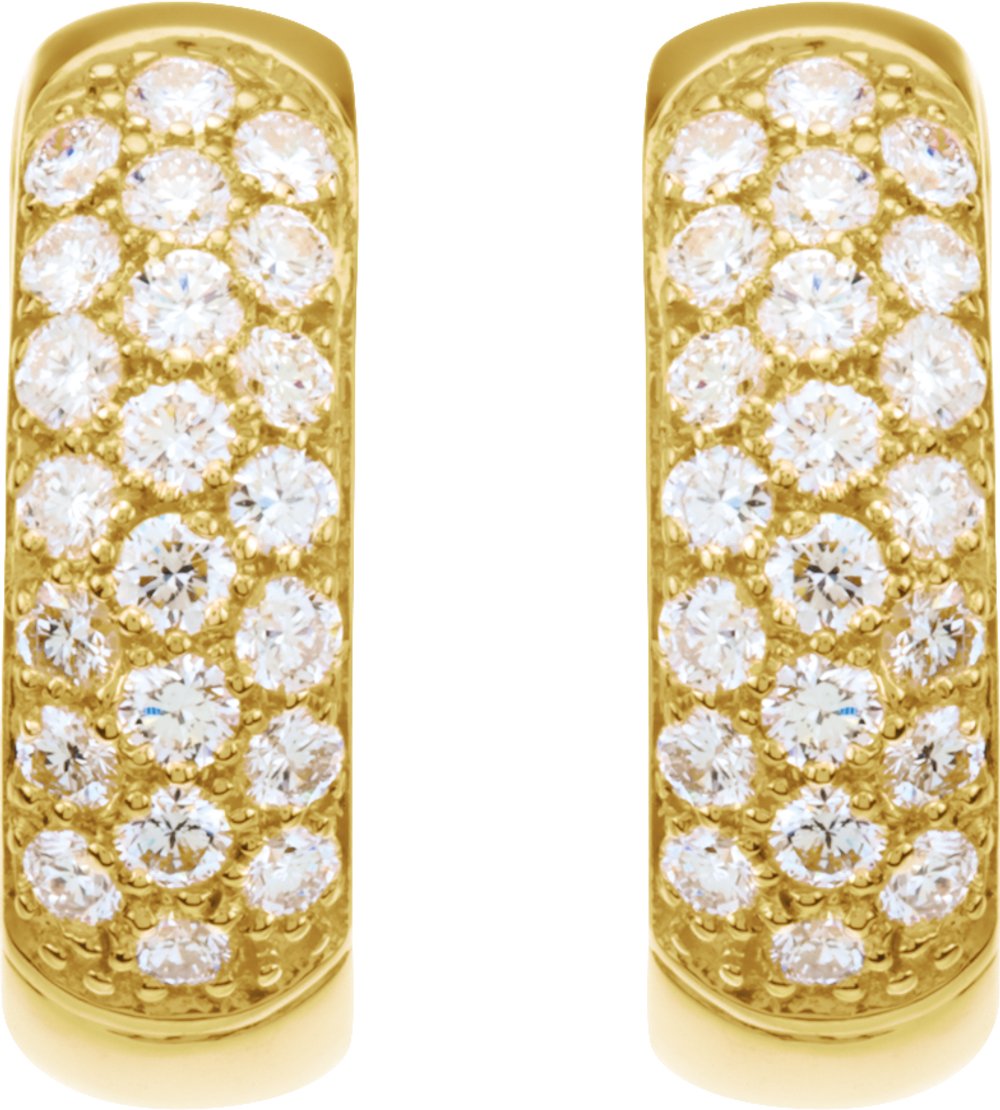 14K Yellow Gold 7/8 CTW Natural Diamond Hoop Earrings
