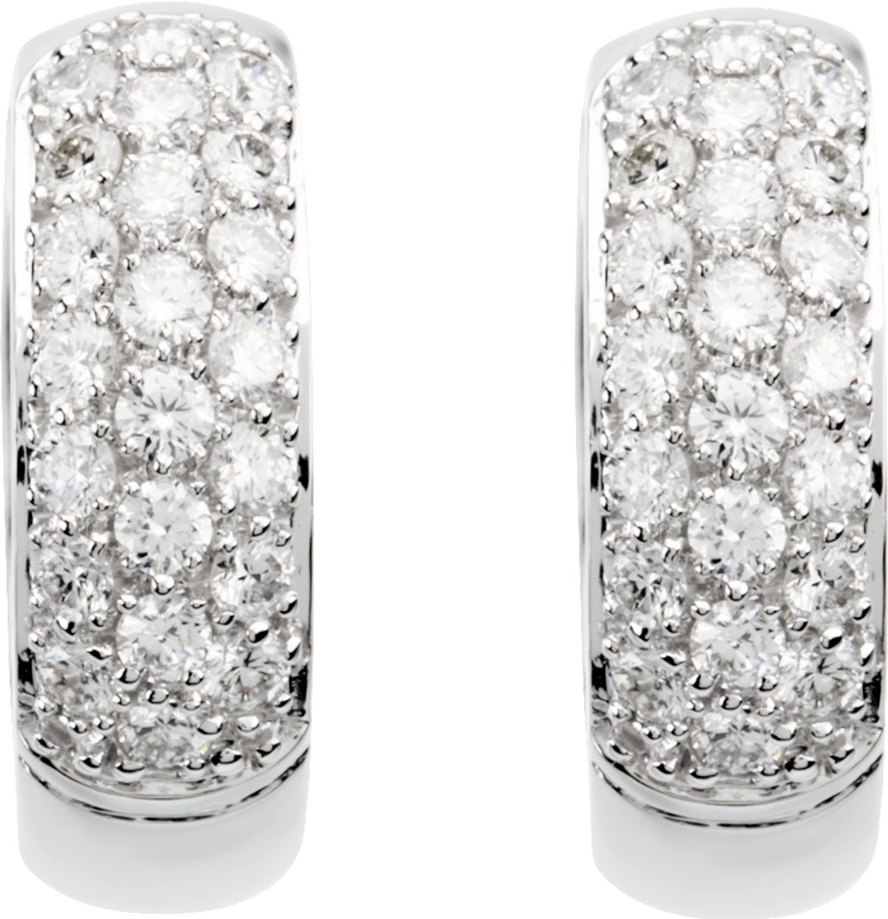 14K White Gold 7/8 CTW Lab-Grown Diamond Hoop Earrings