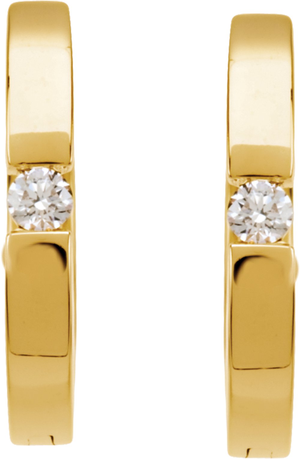 14K Yellow Gold .07 CTW Natural Diamond Hoop Earrings