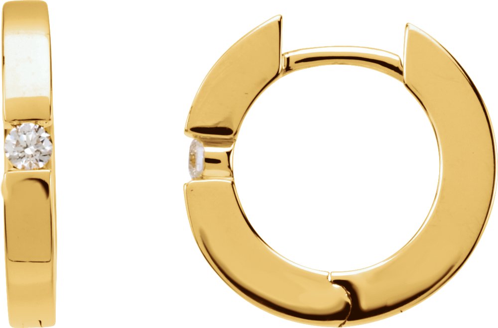 14K Yellow Gold .07 CTW Natural Diamond Hoop Earrings