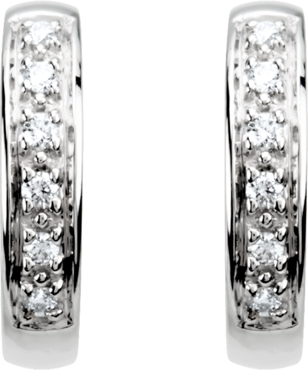 14K White Gold 1/10 CTW Natural Diamond Hinged 12.4 mm Hoop Earring