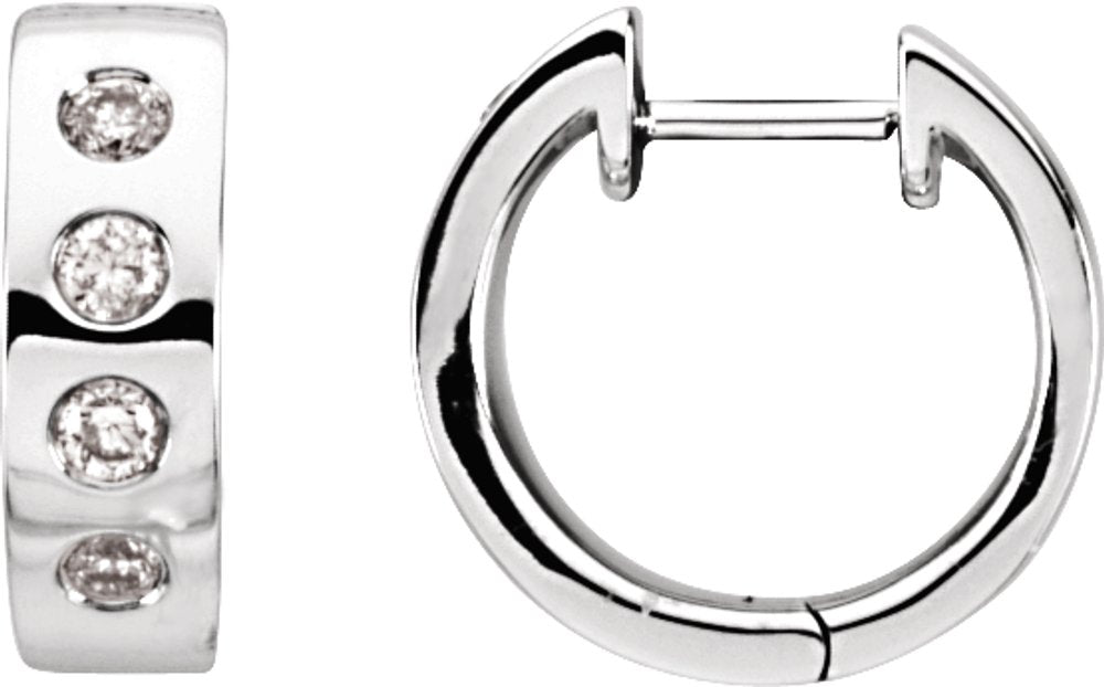 14K White Gold 1/3 CTW Natural Diamond 15.2 mm Hoop Earrings