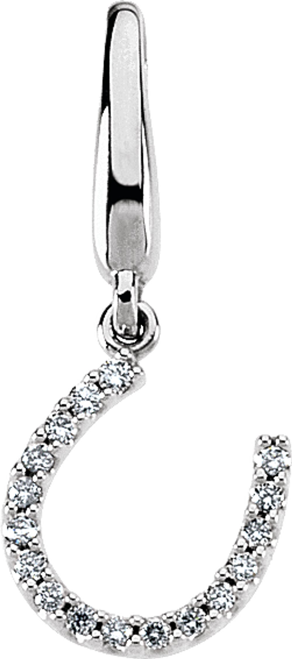 14K White Gold .07 CTW Natural Diamond Horseshoe Charm/Pendant
