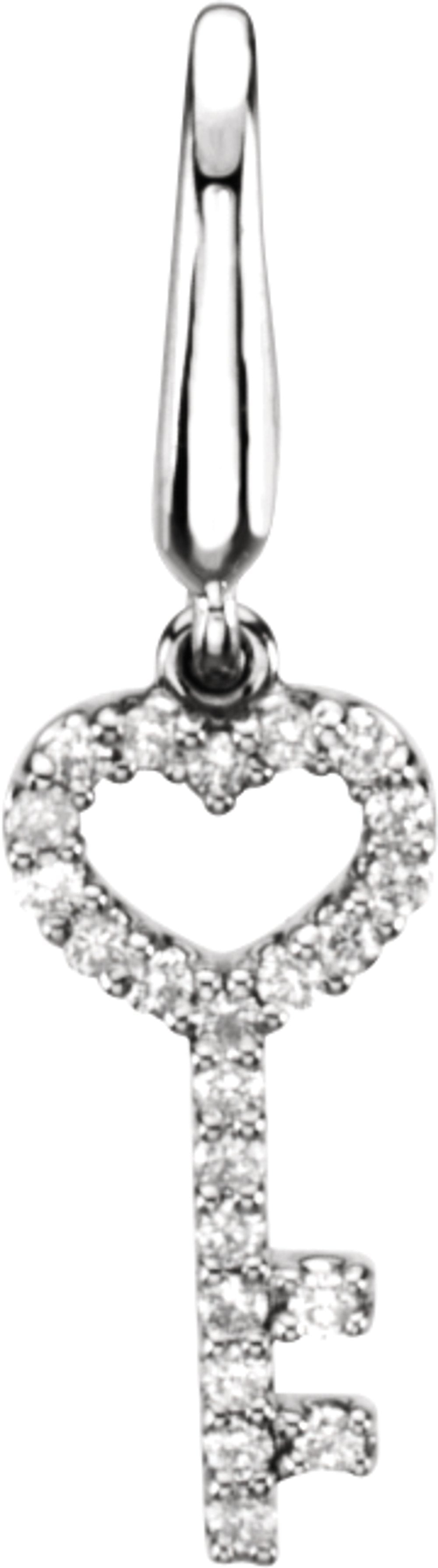 14K White 1/10 CTW Natural Diamond Key Charm/Pendant