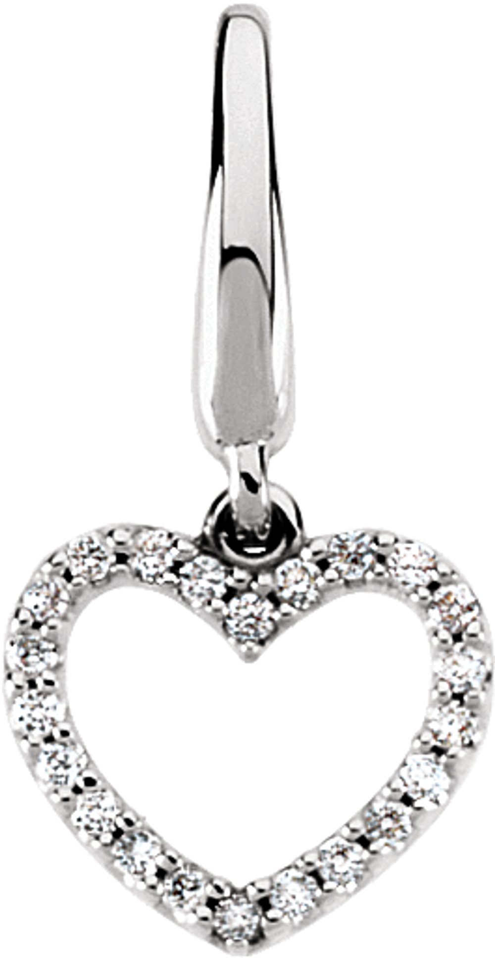 14K White Gold .08 CTW Natural Diamond Heart Charm/Pendant