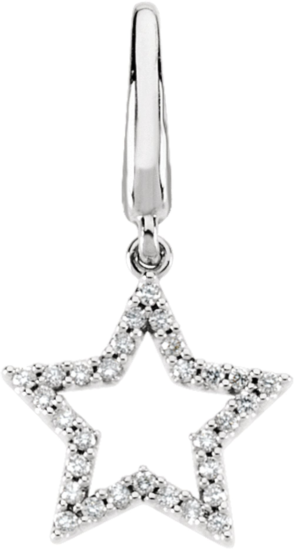 14K White 1/8 CTW Natural Diamond Star Charm/Pendant