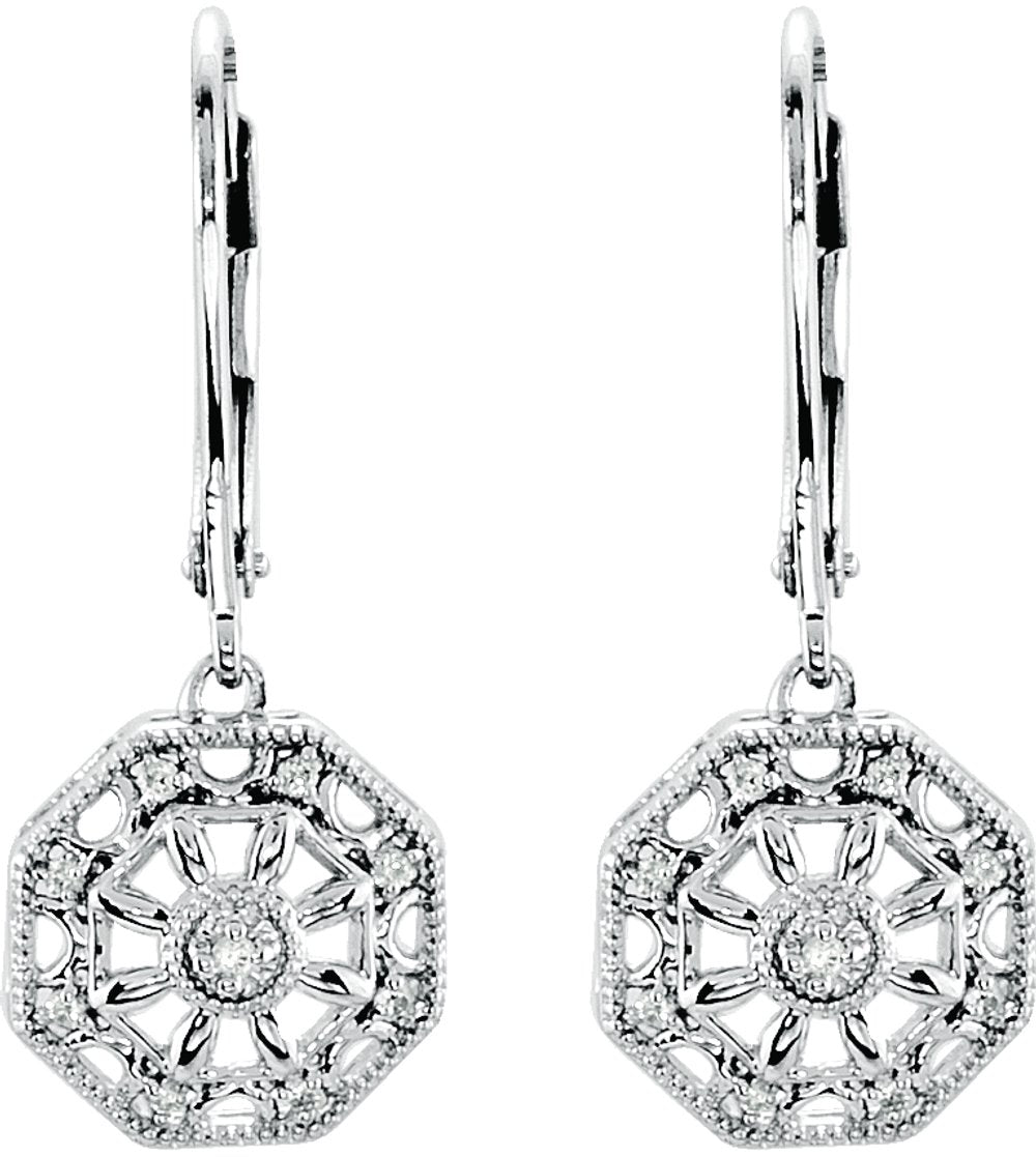 Sterling Silver .07 CTW Natural Diamond Filigree Earring