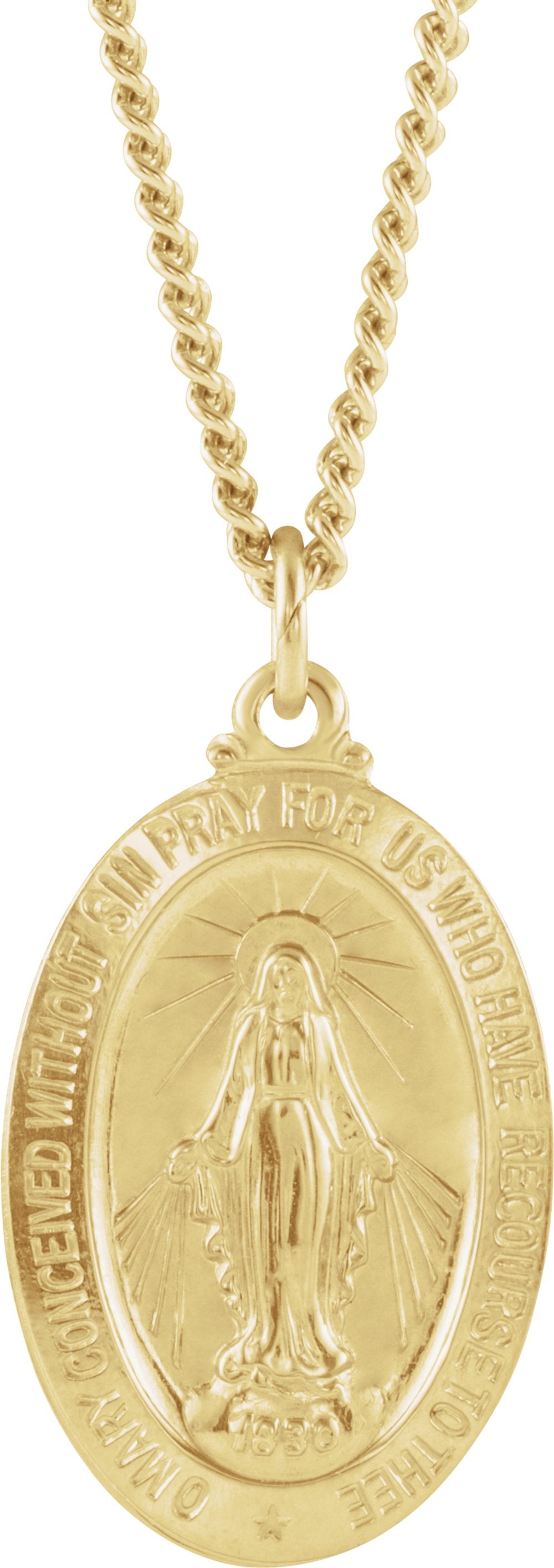24K Yellow Gold-Plated 29x18 mm Miraculous 24" Necklace