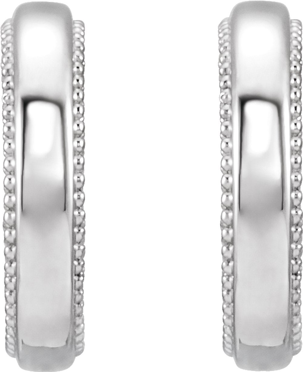 Sterling Silver Floral & Milgrain 12.6 mm Hoop Earrings