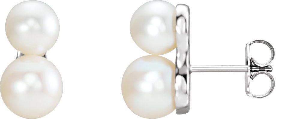 14K White Gold Cultured White Freshwater Pearl Ear Climbers