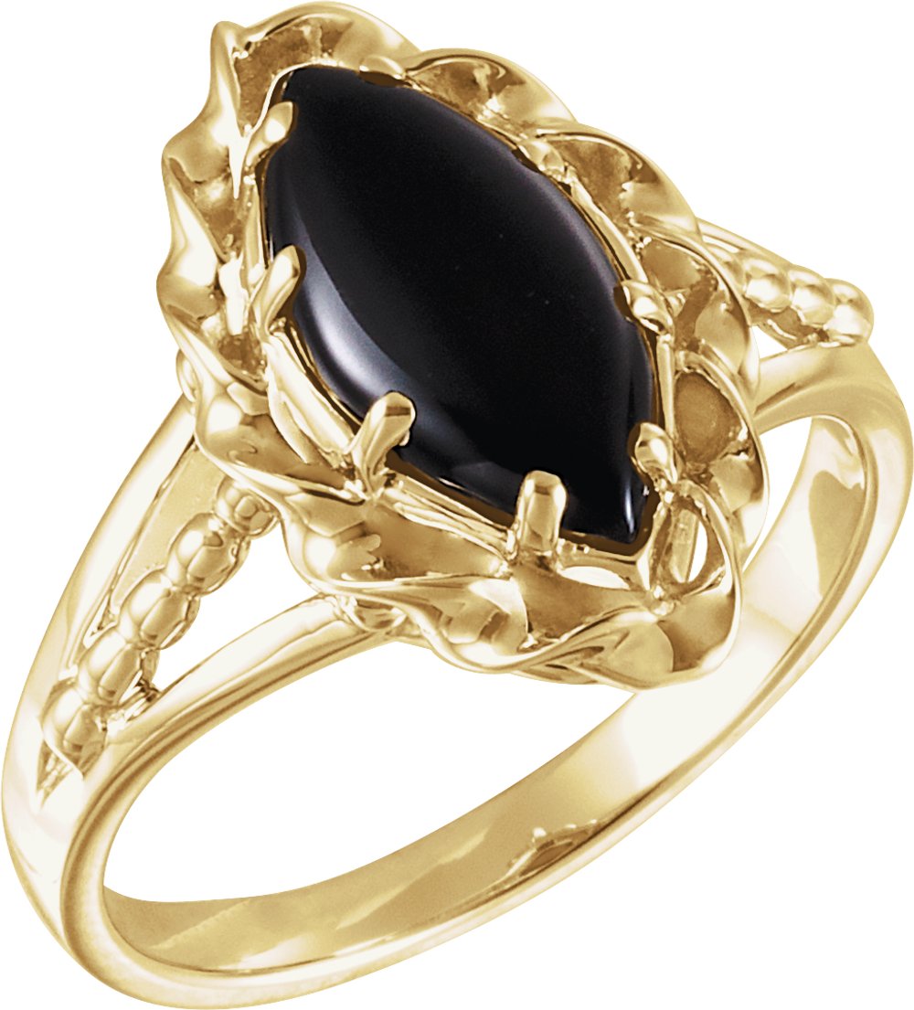14K Yellow Natural Onyx Rope Ring