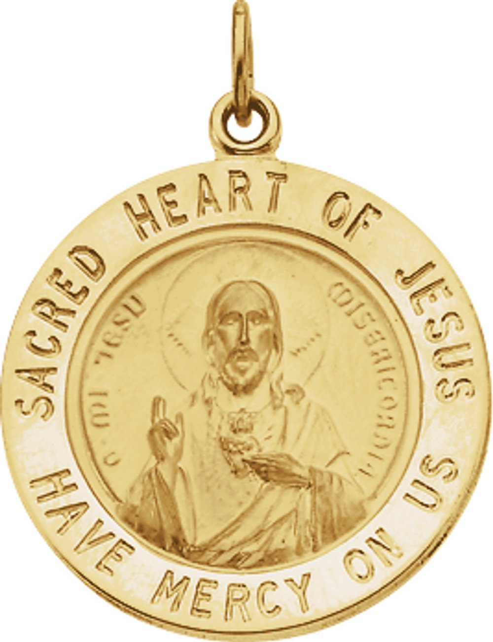 14K Yellow 22 mm Round Sacred Heart of Jesus Medal