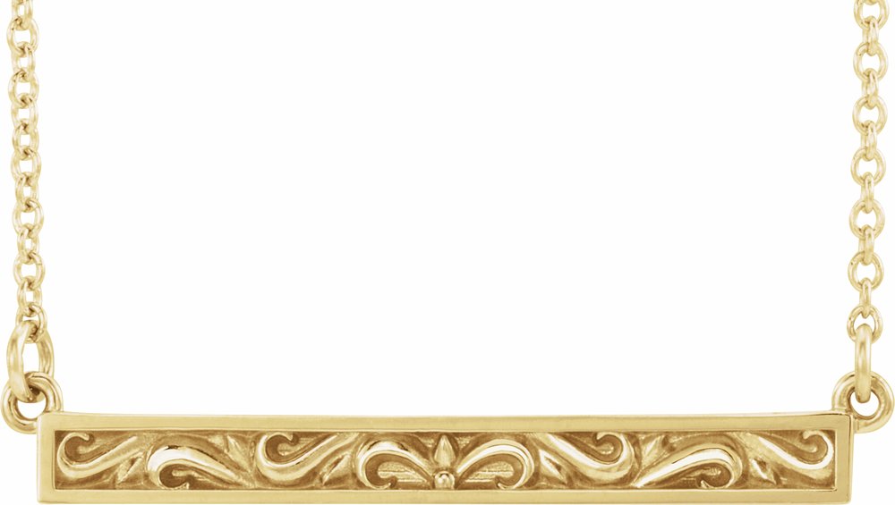 14K Yellow Sculptural Bar 16-18" Necklace