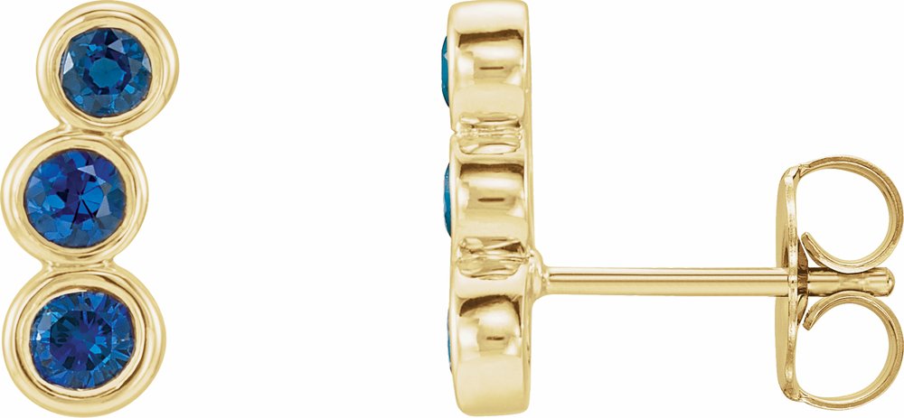 14K Yellow Gold Natural Blue Sapphire Ear Climbers