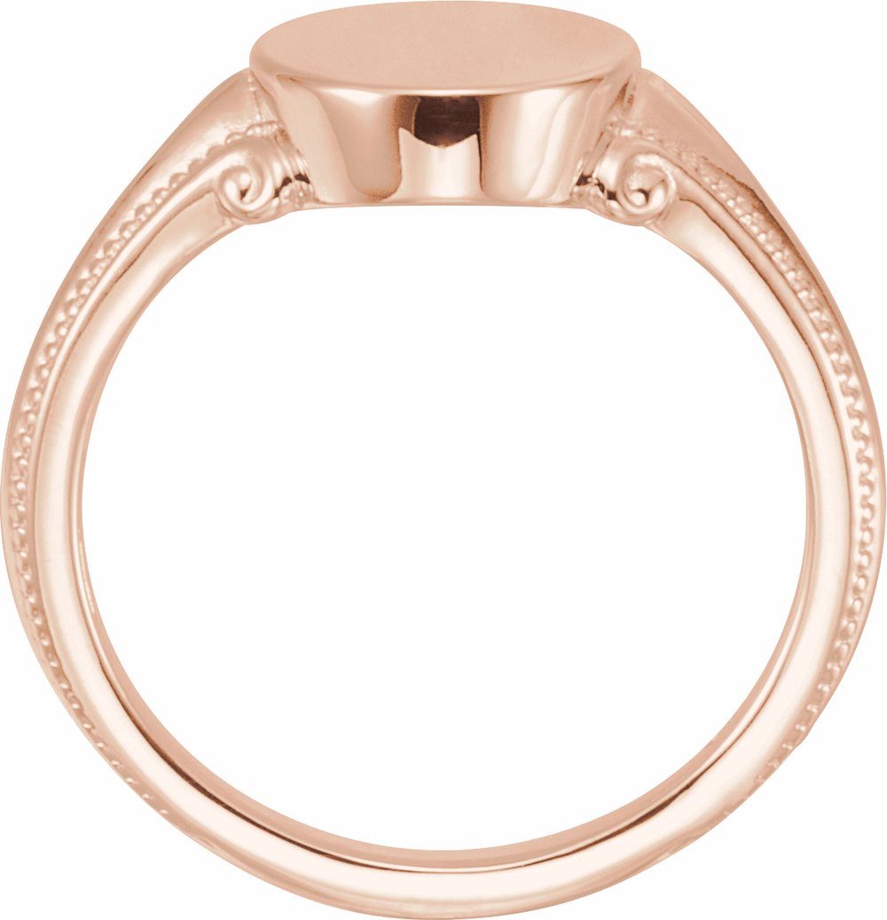 14K Rose Oval Signet Ring