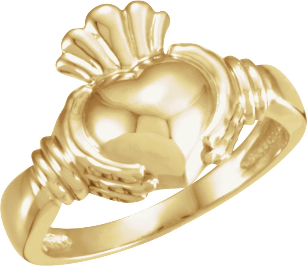 14K Yellow Claddagh Band Size 7