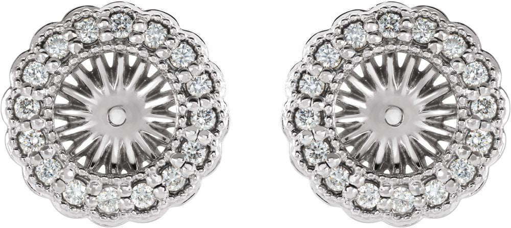 14K White Gold 1/4 CTW Natural Diamond Earring Jackets with 6 mm ID