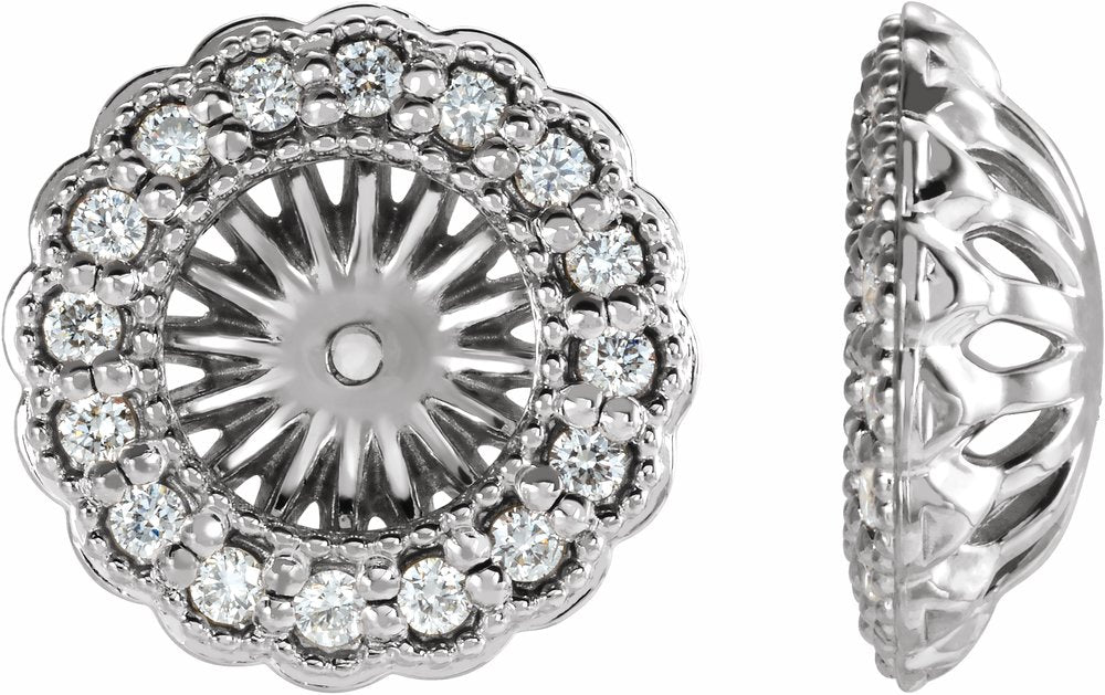 14K White Gold 1/4 CTW Natural Diamond Earring Jackets with 6 mm ID