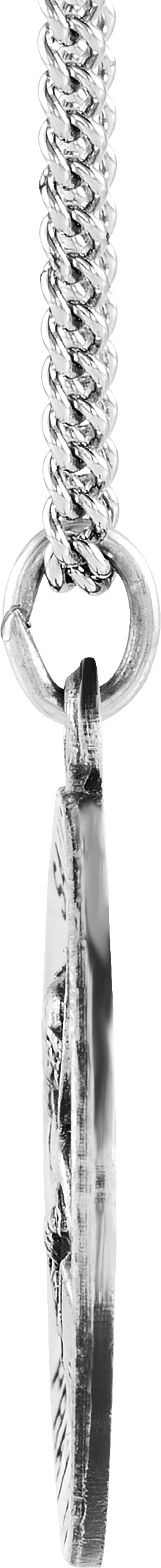 Sterling Silver 18 mm Round St. Peter 18" Necklace