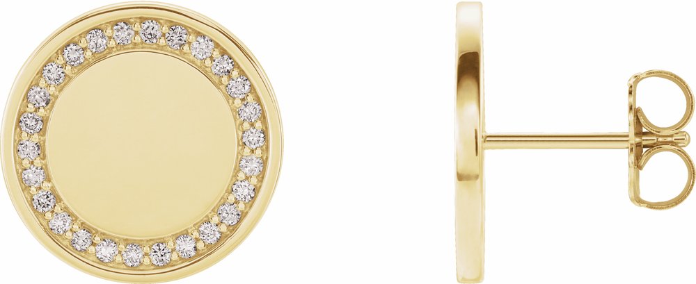 14K Yellow Gold 1/4 CTW Natural Diamond Engravable Earrings